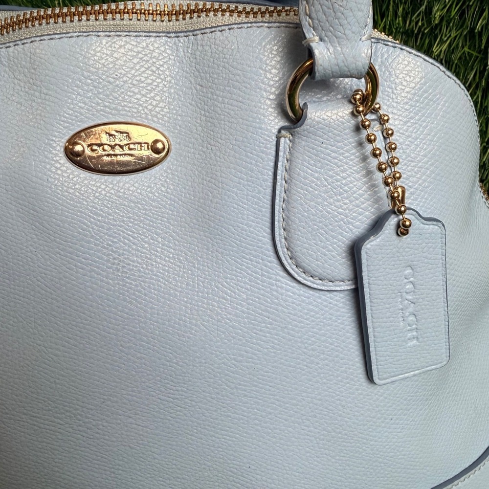 Coach Kelsey Satchel Light Blue Pebble Leather Crossbody Dome Handbag F33909 - Picture 5 of 10